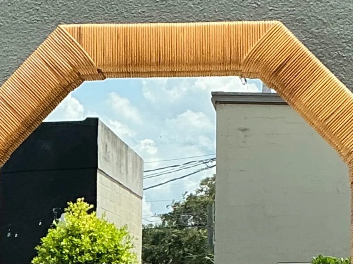 Vintage Octagonal Rattan Wrapped Wall Mirror — additional photo 6