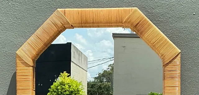 Vintage Octagonal Rattan Wrapped Wall Mirror — additional photo 6