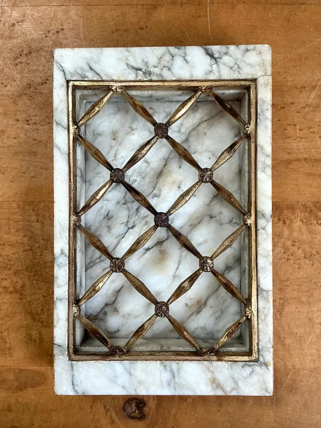 Vintage Marble and Brass Decorative Dresser Tray — additional photo 1