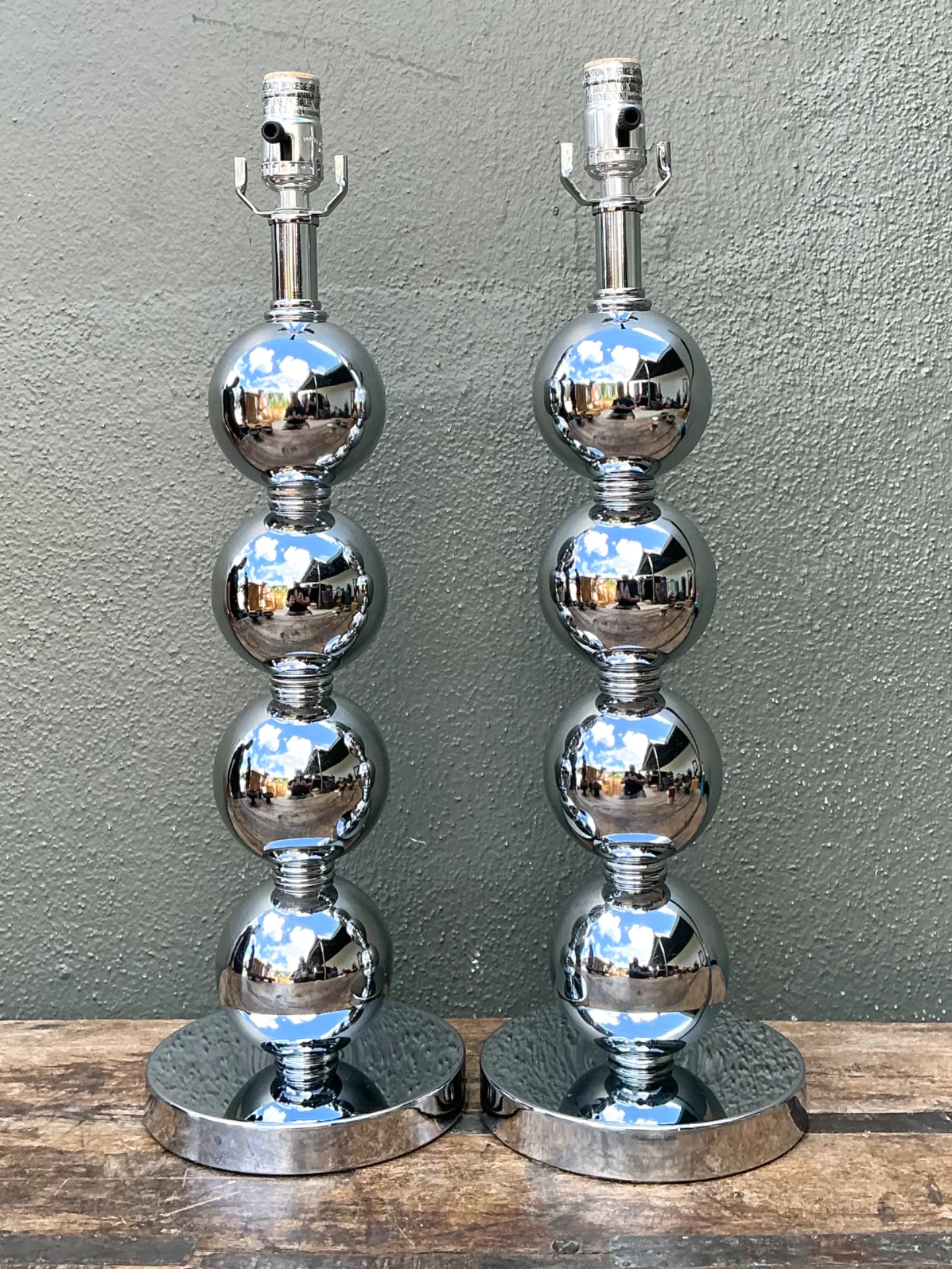 Vintage After Kovacs Stacked Chrome Sphere Lamps — additional photo 2