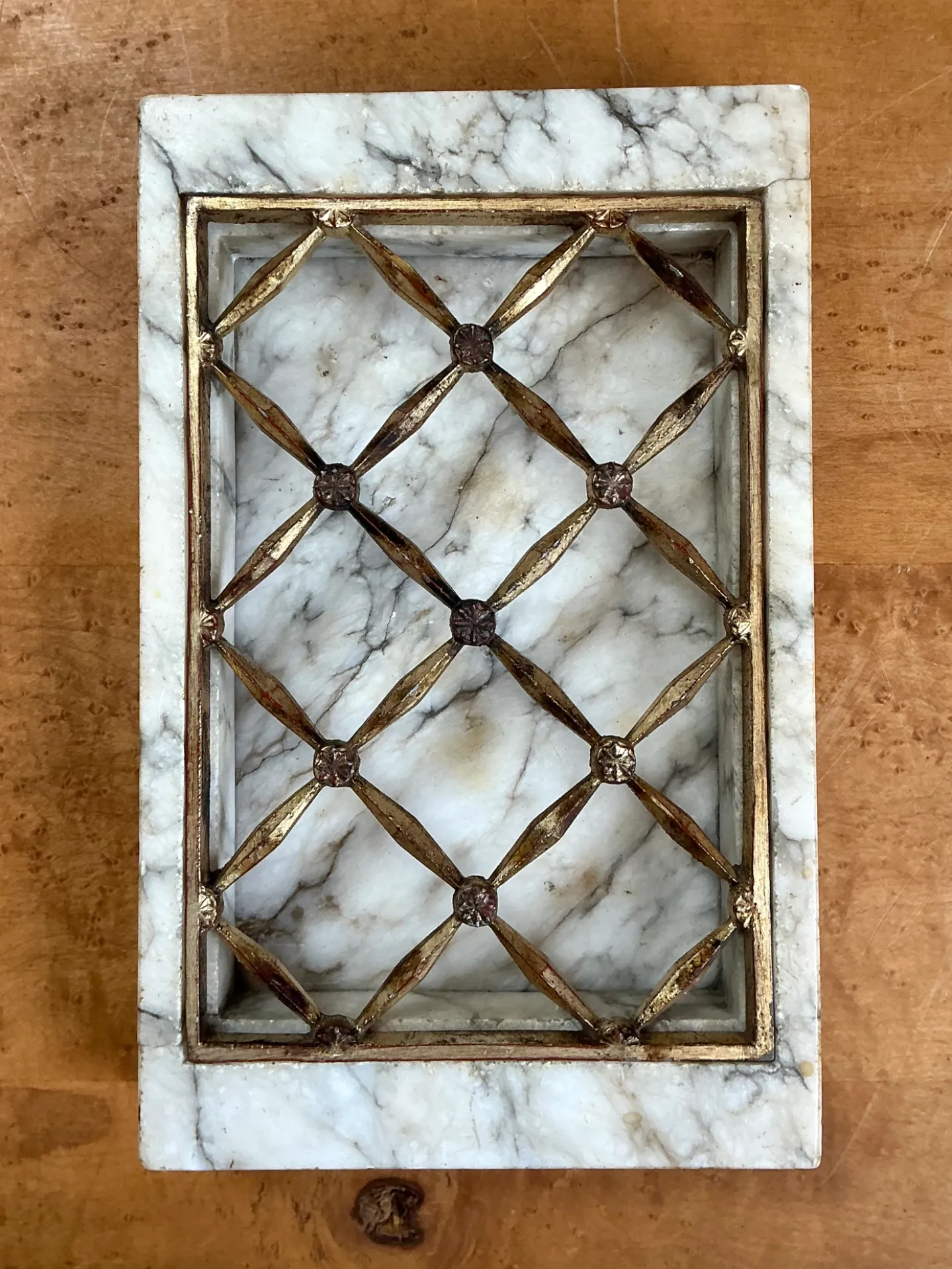 Vintage Marble and Brass Decorative Dresser Tray — additional photo 3