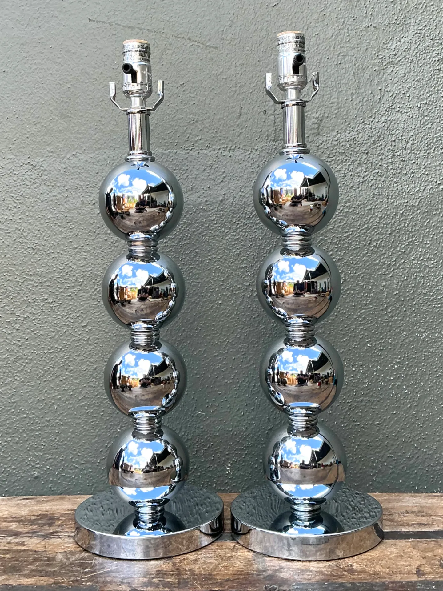 Vintage After Kovacs Stacked Chrome Sphere Lamps — additional photo 3
