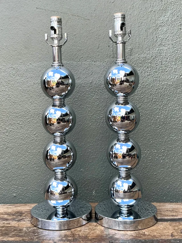 Vintage After Kovacs Stacked Chrome Sphere Lamps — additional photo 3