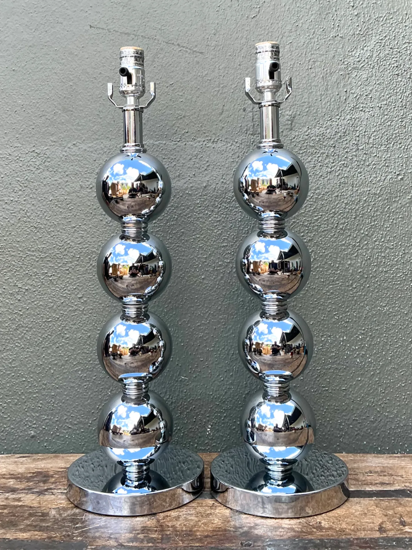 Vintage After Kovacs Stacked Chrome Sphere Lamps — additional photo 5