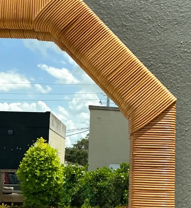 Vintage Octagonal Rattan Wrapped Wall Mirror — additional photo 3