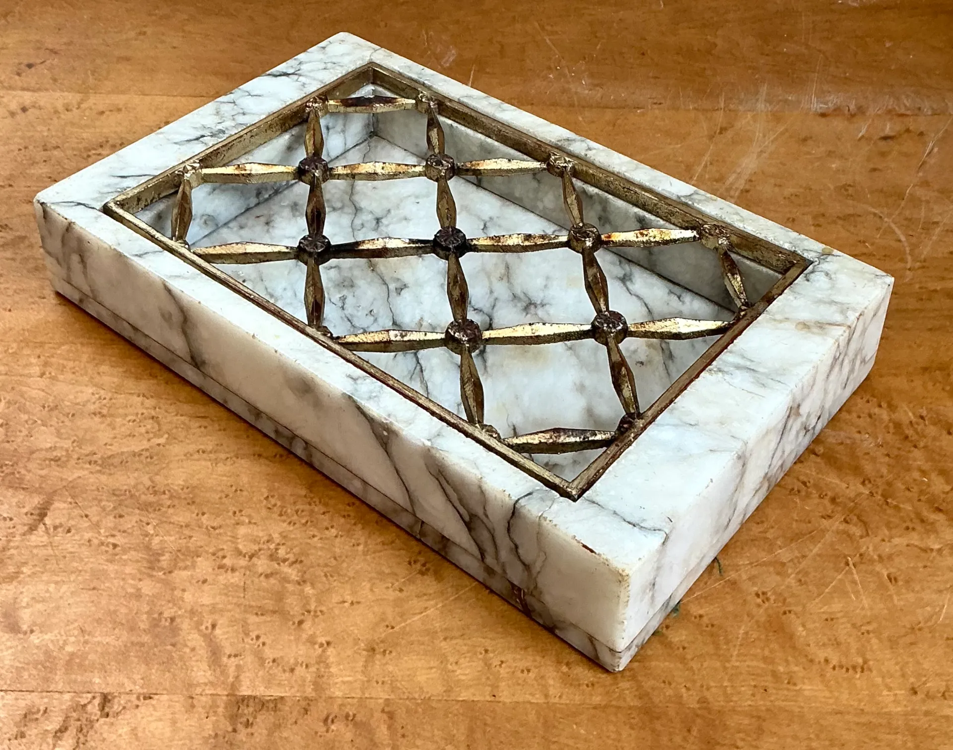Vintage Marble and Brass Decorative Dresser Tray — additional photo 5