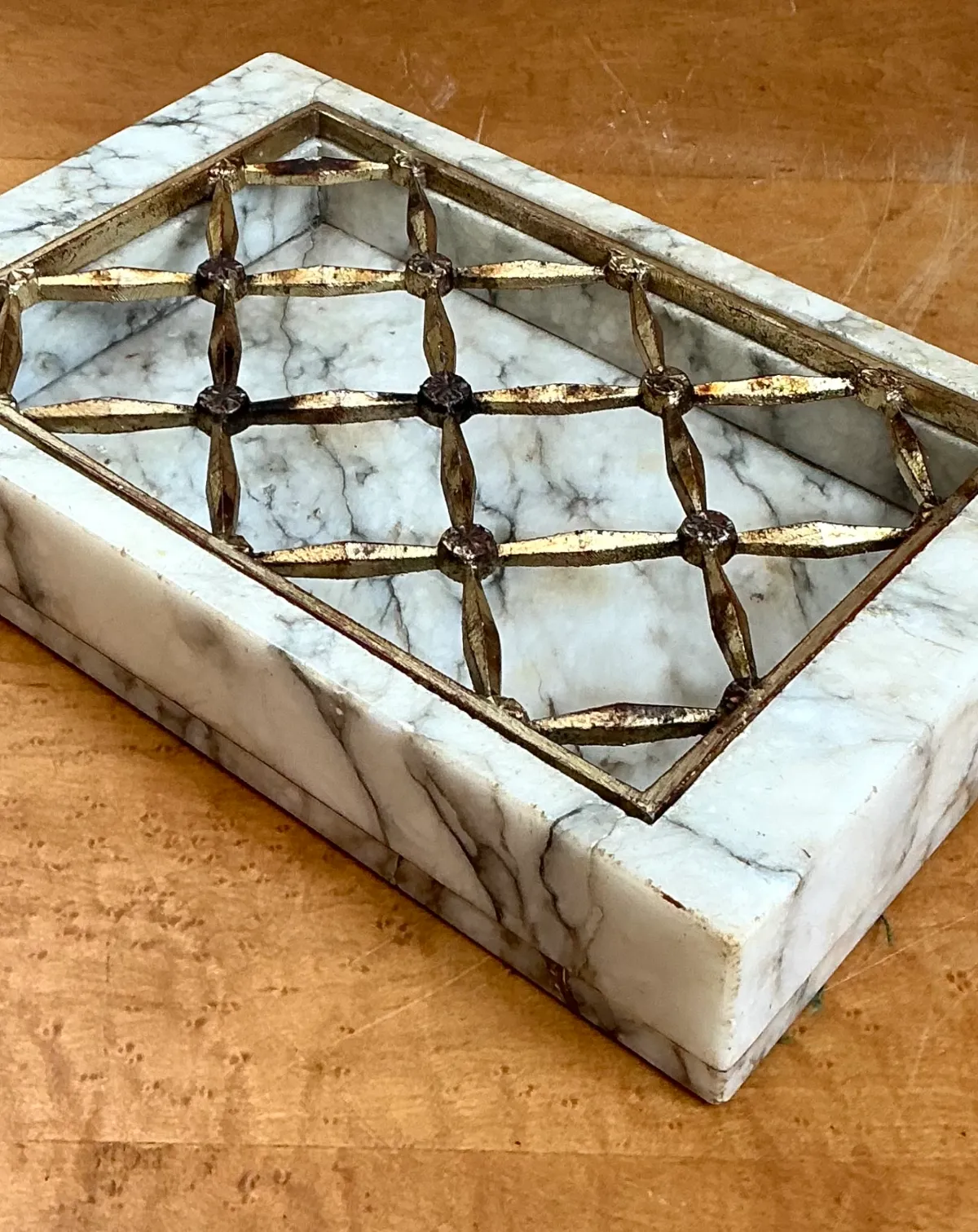 Vintage Marble and Brass Decorative Dresser Tray — additional photo 5