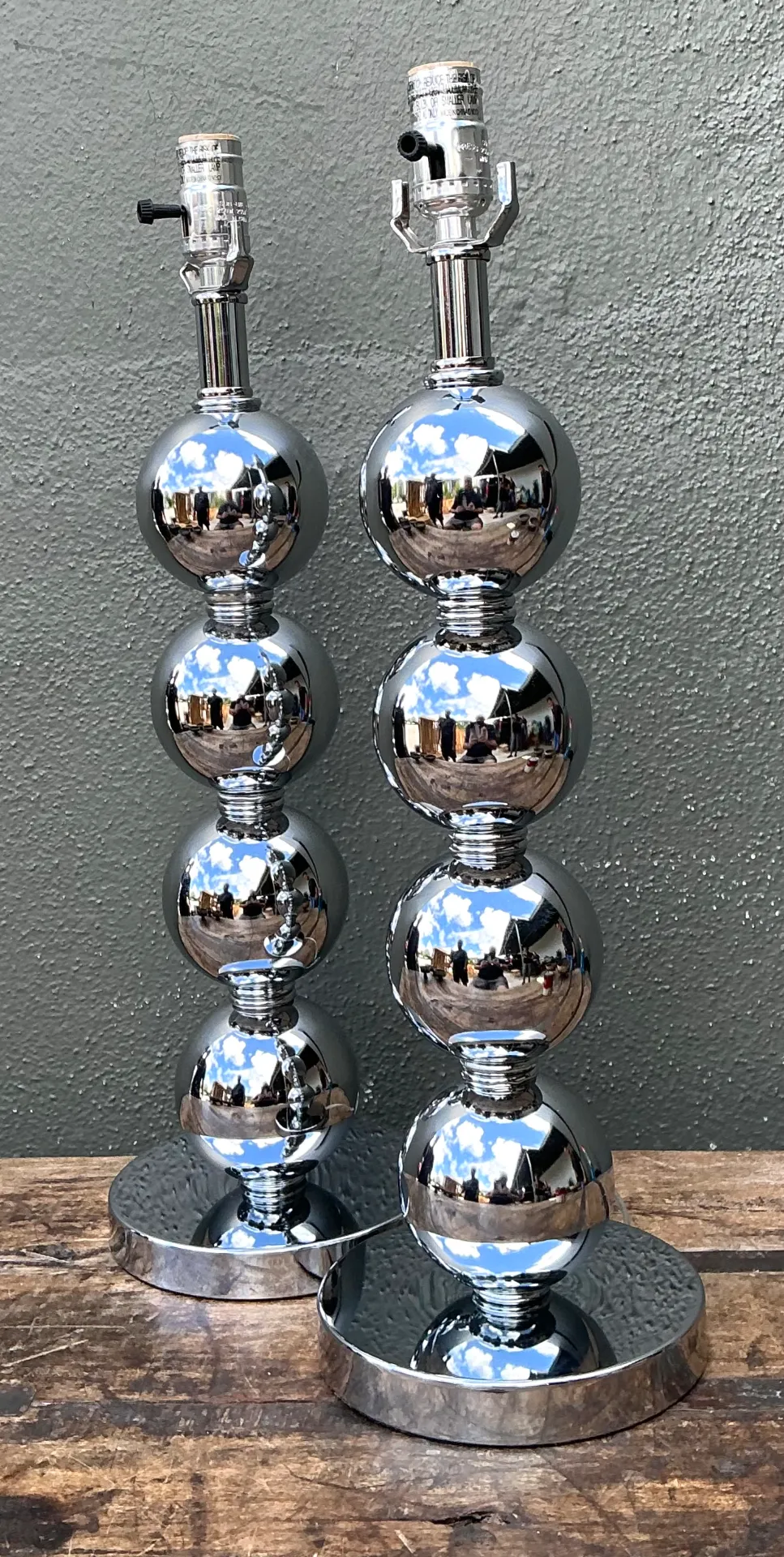 Vintage After Kovacs Stacked Chrome Sphere Lamps — additional photo 6