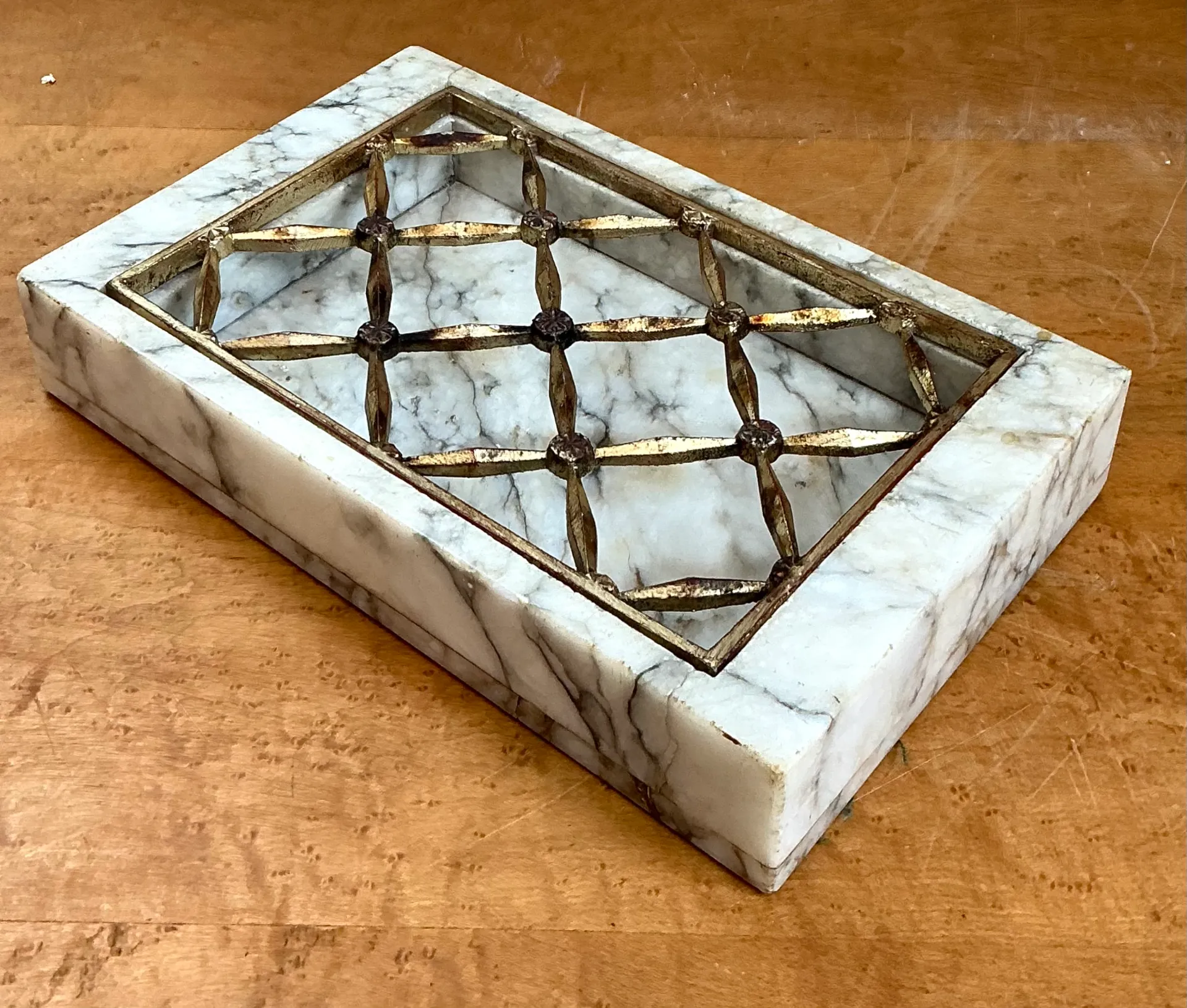 Vintage Marble and Brass Decorative Dresser Tray — additional photo 8