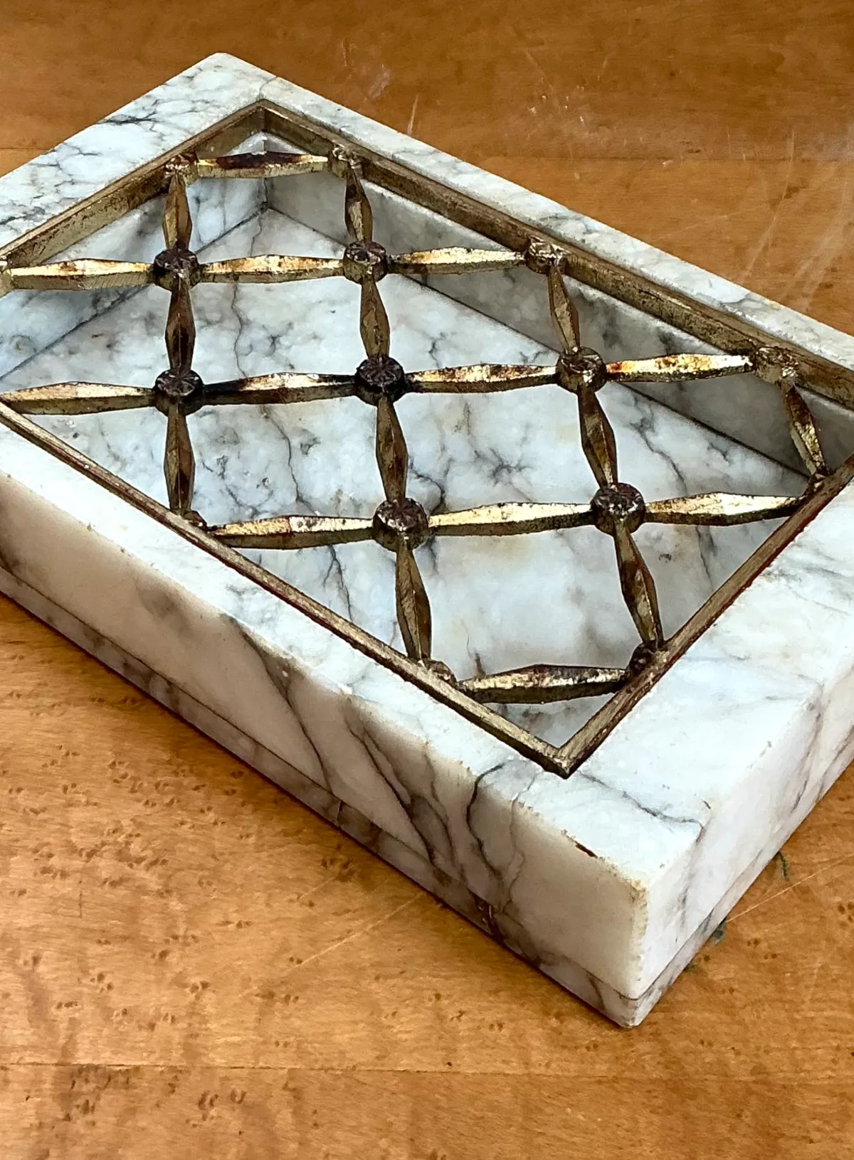Vintage Marble and Brass Decorative Dresser Tray — additional photo 8