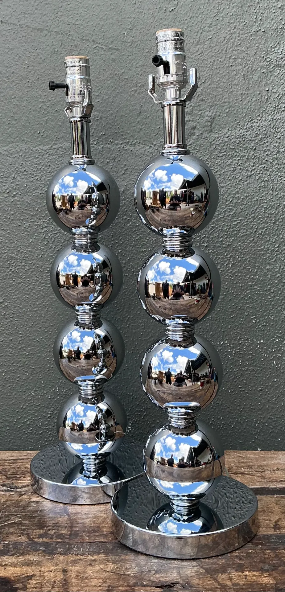 Vintage After Kovacs Stacked Chrome Sphere Lamps — additional photo 7