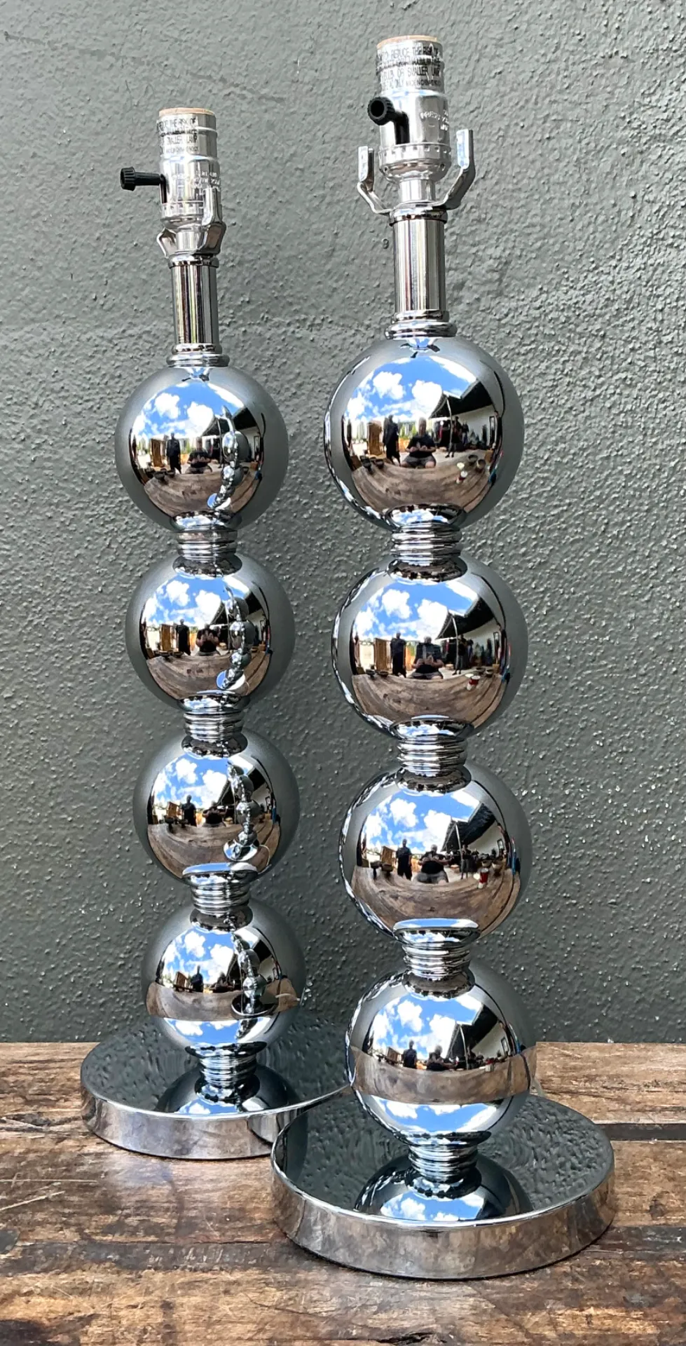 Vintage After Kovacs Stacked Chrome Sphere Lamps — additional photo 8