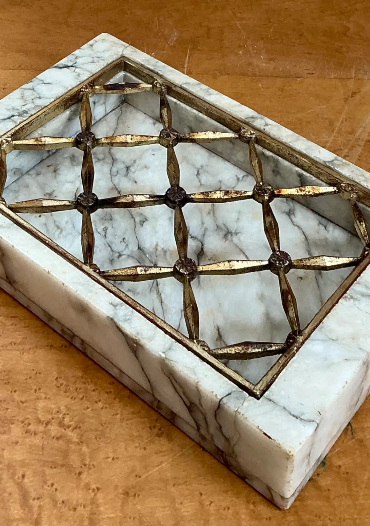 Vintage Marble and Brass Decorative Dresser Tray — additional photo 2