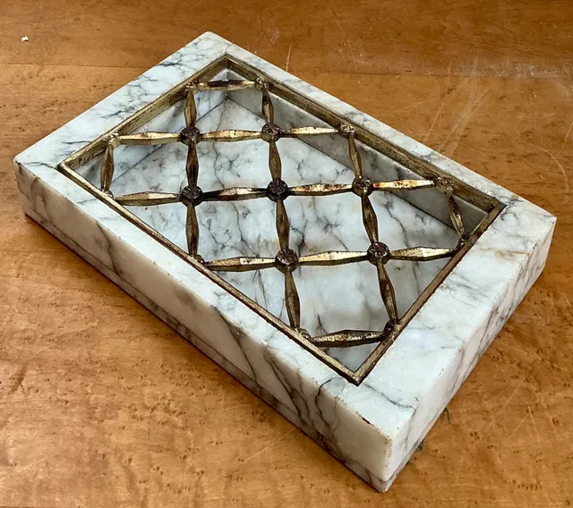 Vintage Marble and Brass Decorative Dresser Tray — additional photo 2