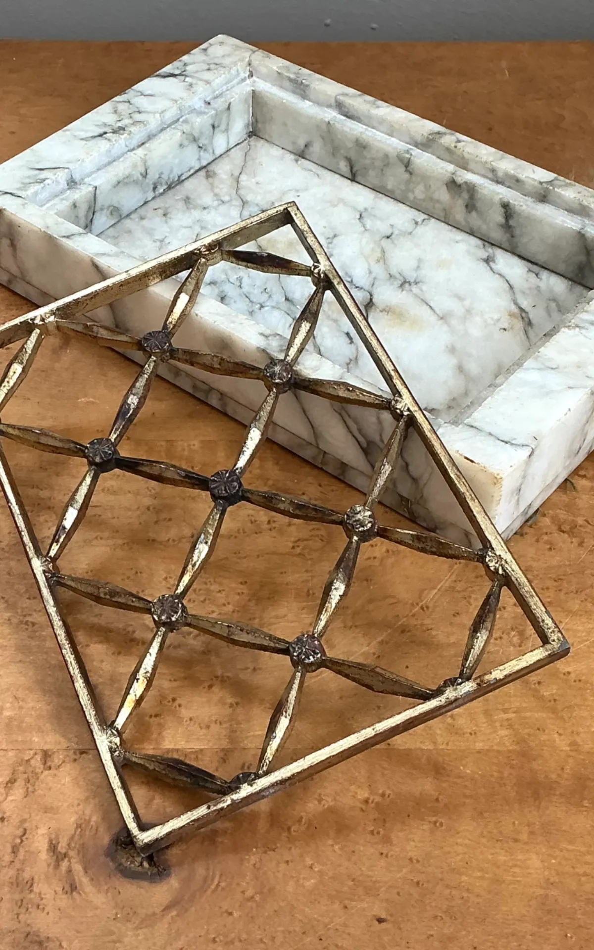 Vintage Marble and Brass Decorative Dresser Tray — additional photo 4