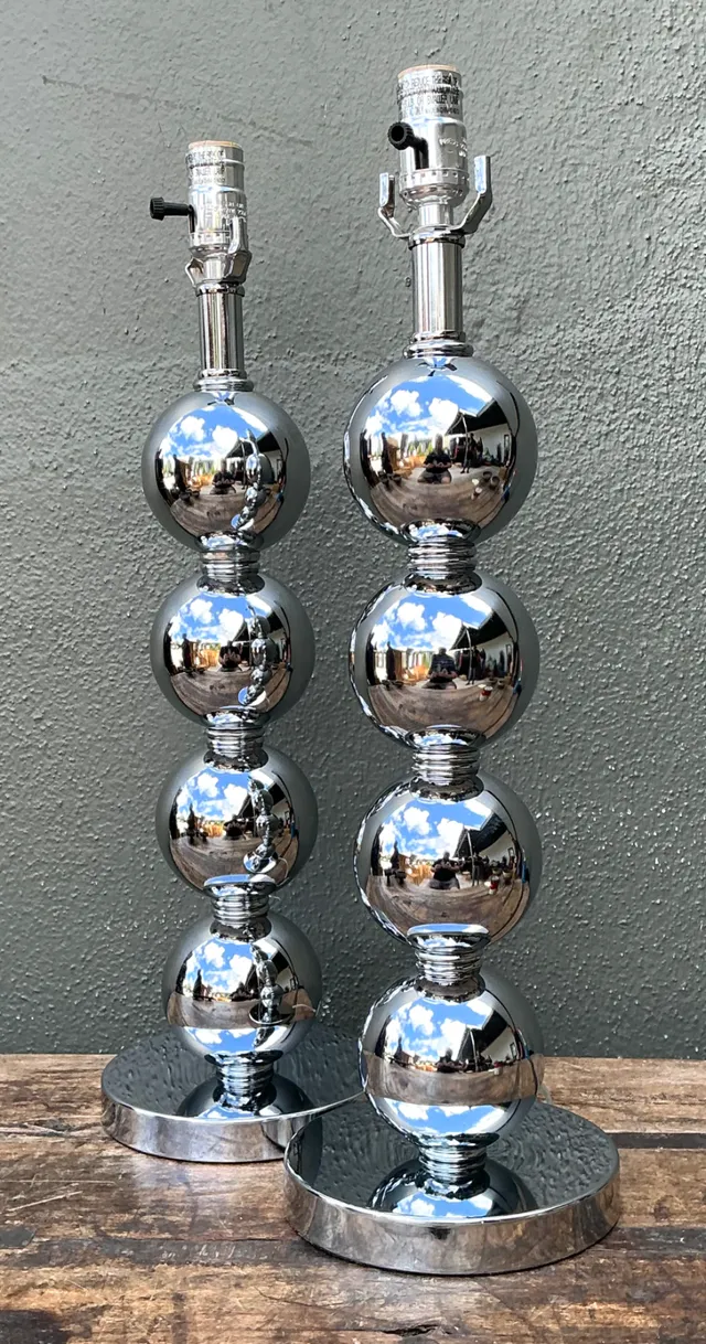 Vintage After Kovacs Stacked Chrome Sphere Lamps — additional photo 4