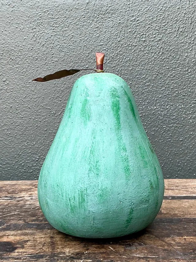 Vintage Green Painted Plaster Pear — additional photo 1