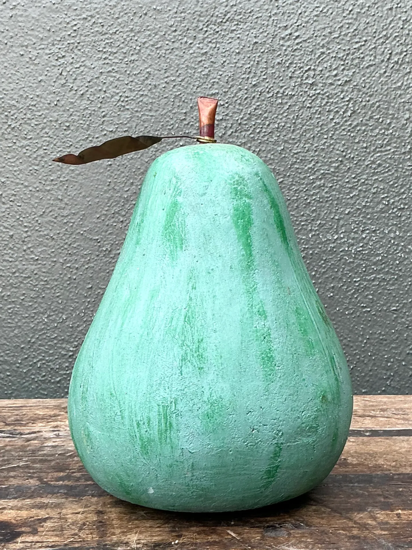 Vintage Green Painted Plaster Pear — additional photo 5