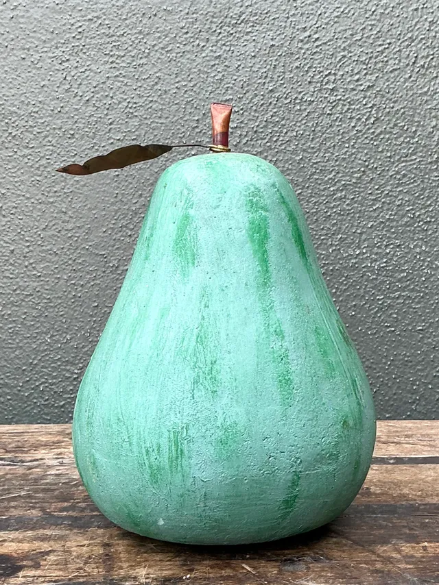 Vintage Green Painted Plaster Pear — additional photo 5