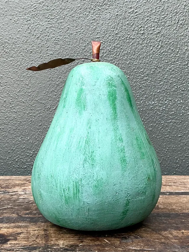 Vintage Green Painted Plaster Pear — additional photo 6