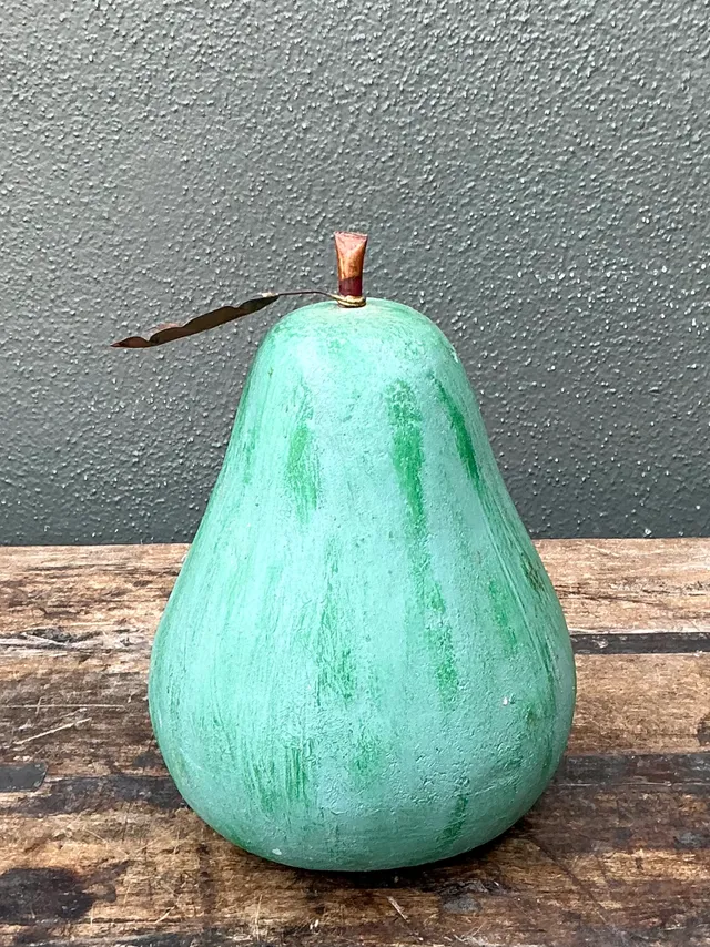 Vintage Green Painted Plaster Pear — additional photo 3