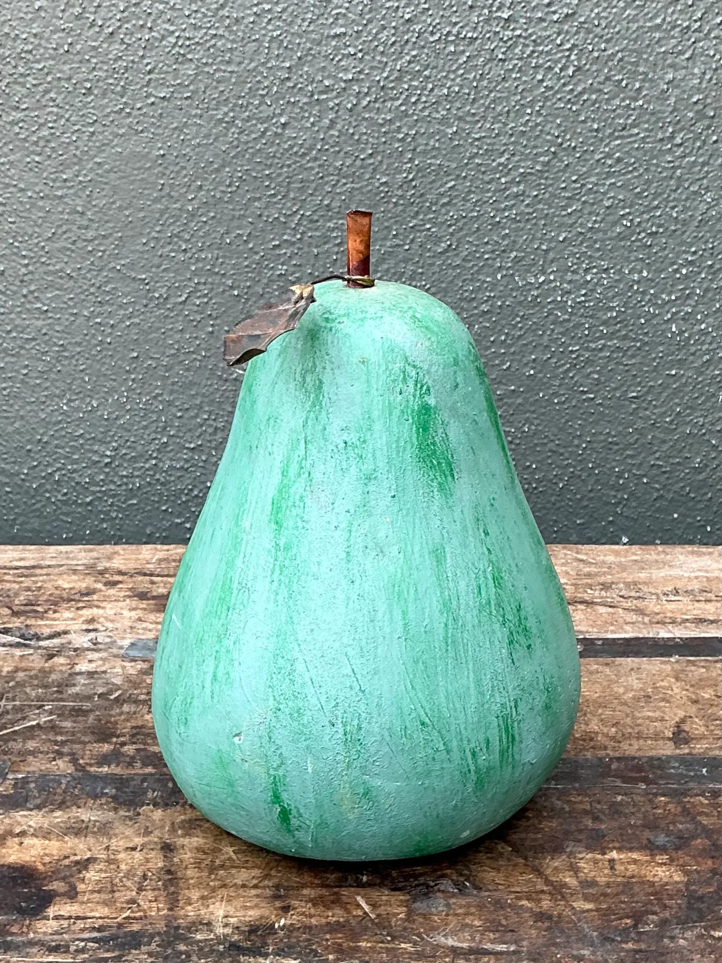 Vintage Green Painted Plaster Pear — additional photo 2