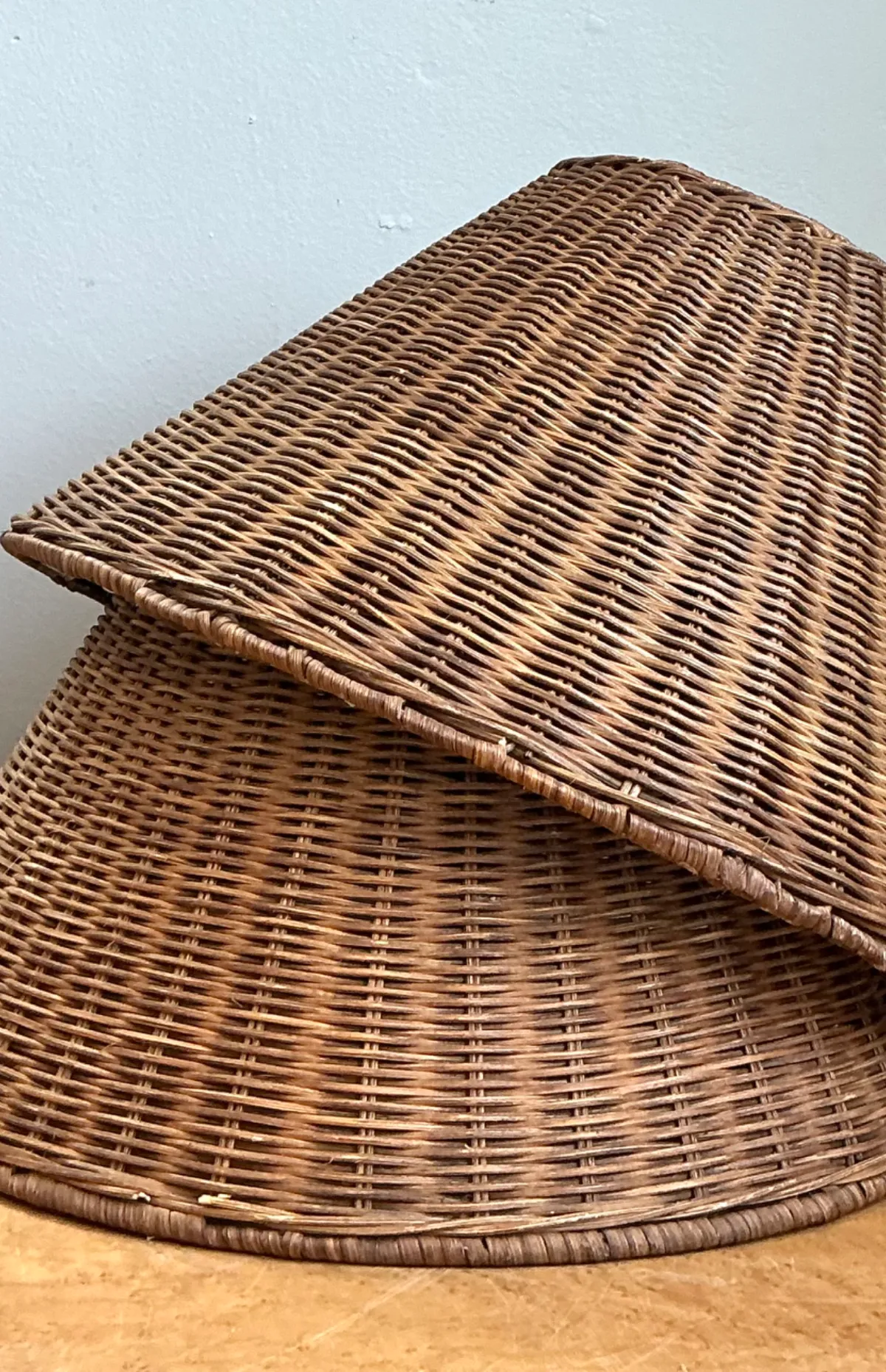 Vintage Woven Rattan Lamp Shades - Pair — additional photo 8