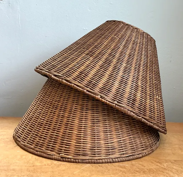 Vintage Woven Rattan Lamp Shades - Pair — additional photo 8