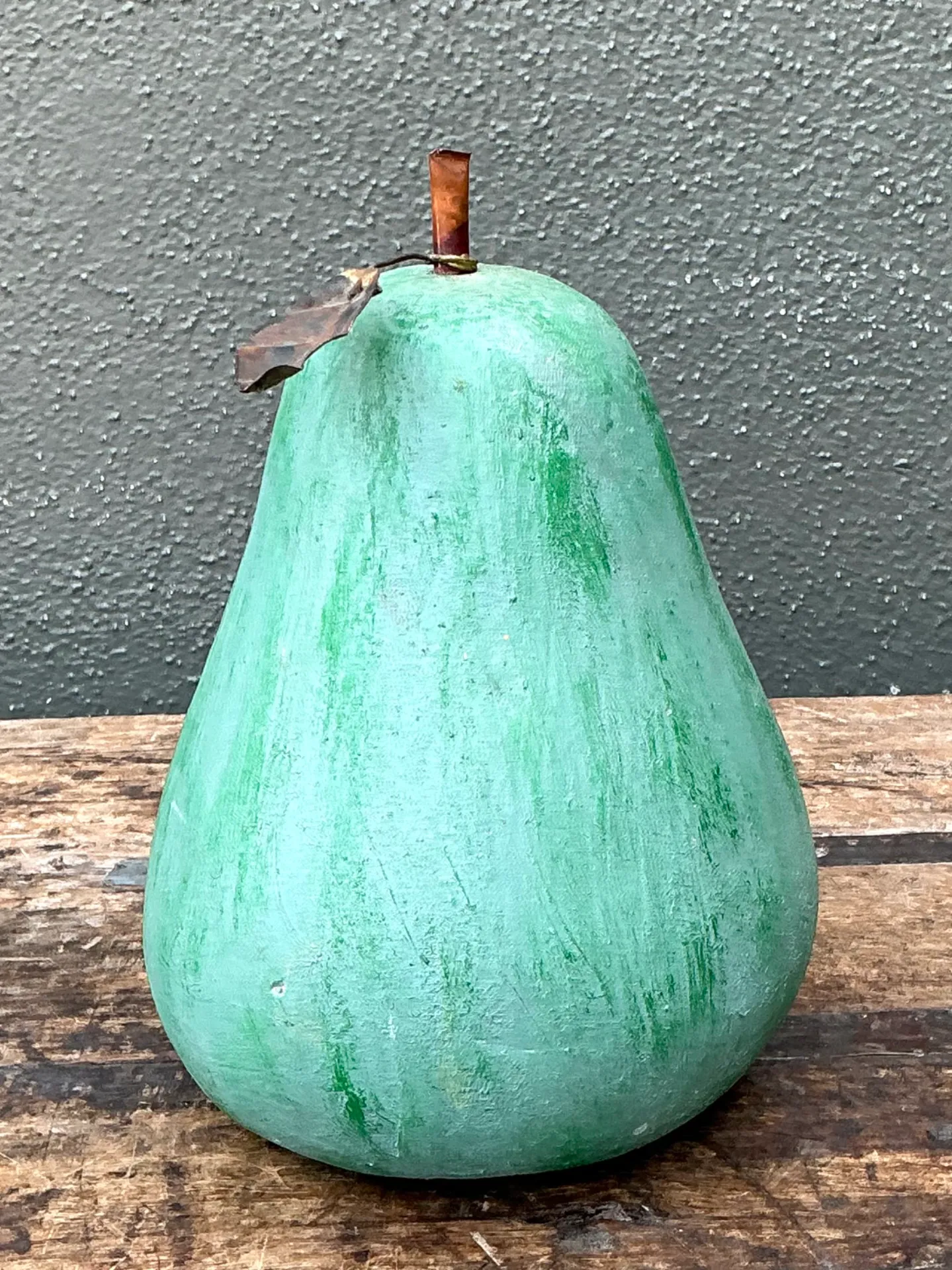 Vintage Green Painted Plaster Pear — additional photo 8