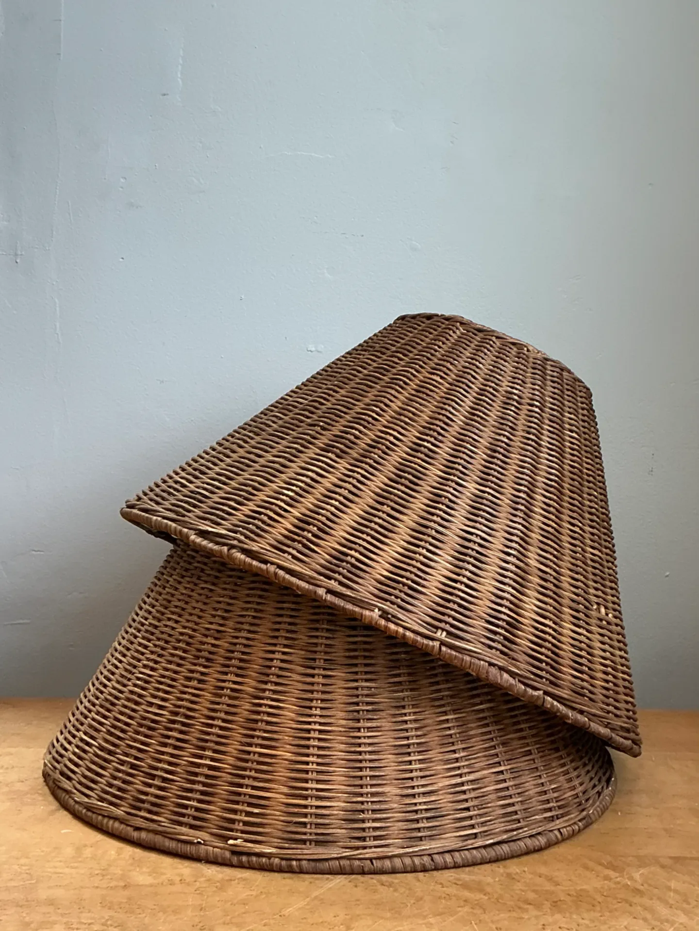 Vintage Woven Rattan Lamp Shades - Pair — additional photo 1