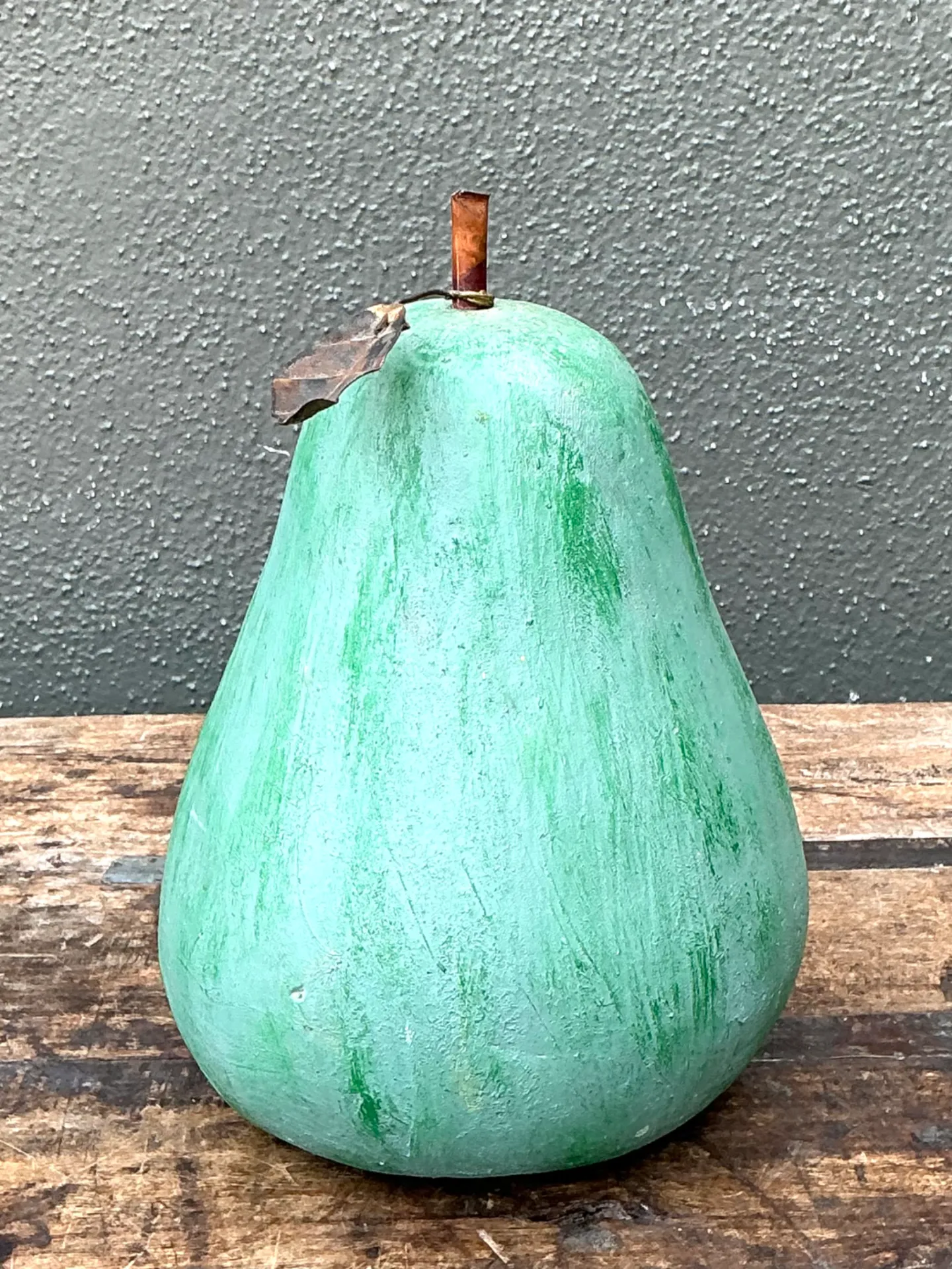 Vintage Green Painted Plaster Pear — additional photo 4