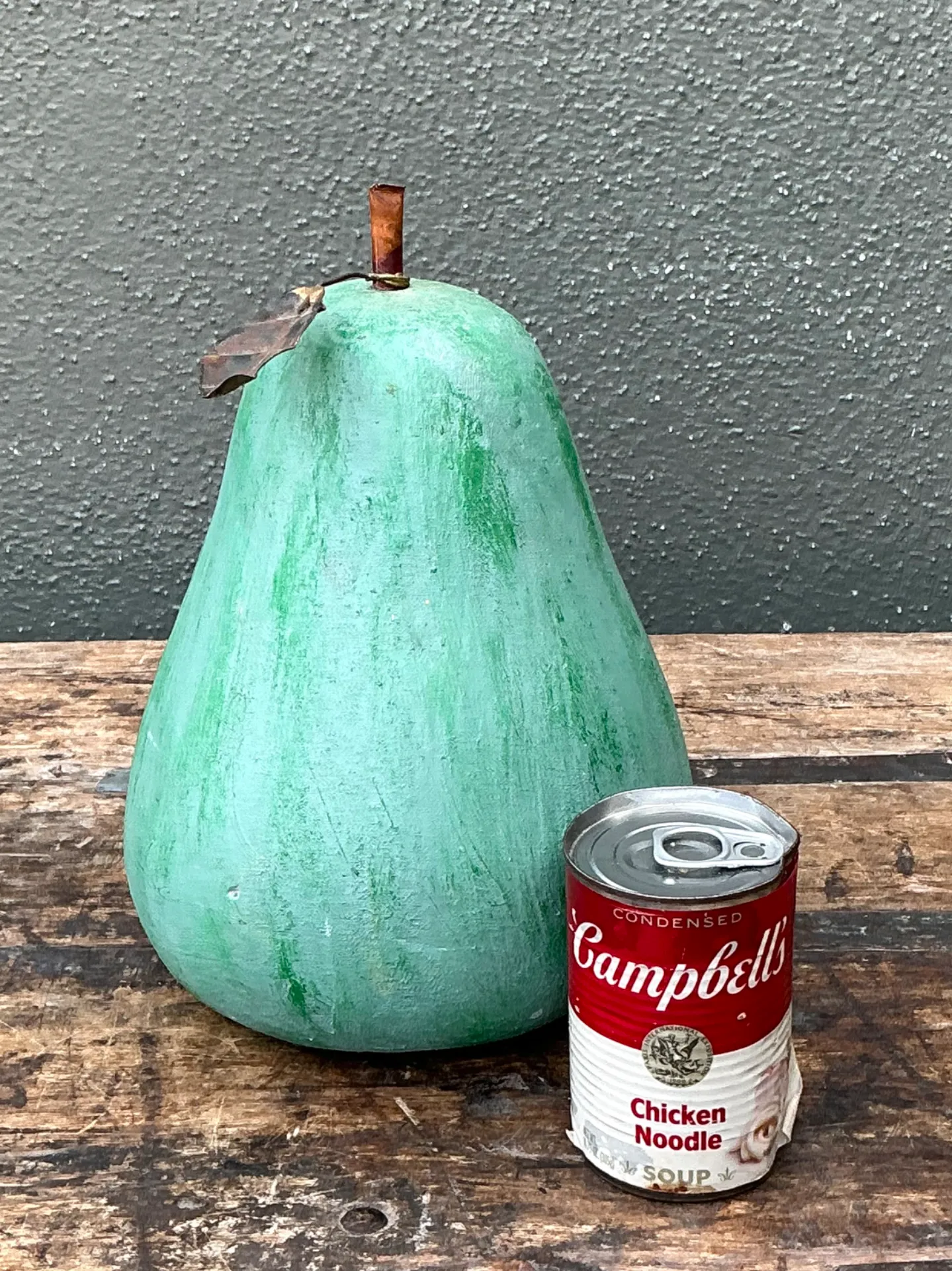 Vintage Green Painted Plaster Pear — additional photo 7