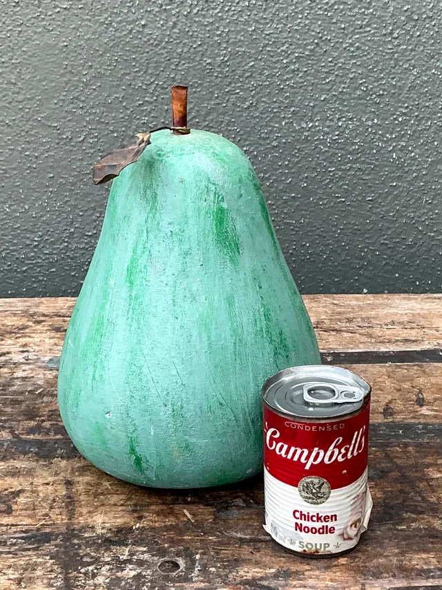 Vintage Green Painted Plaster Pear — additional photo 7