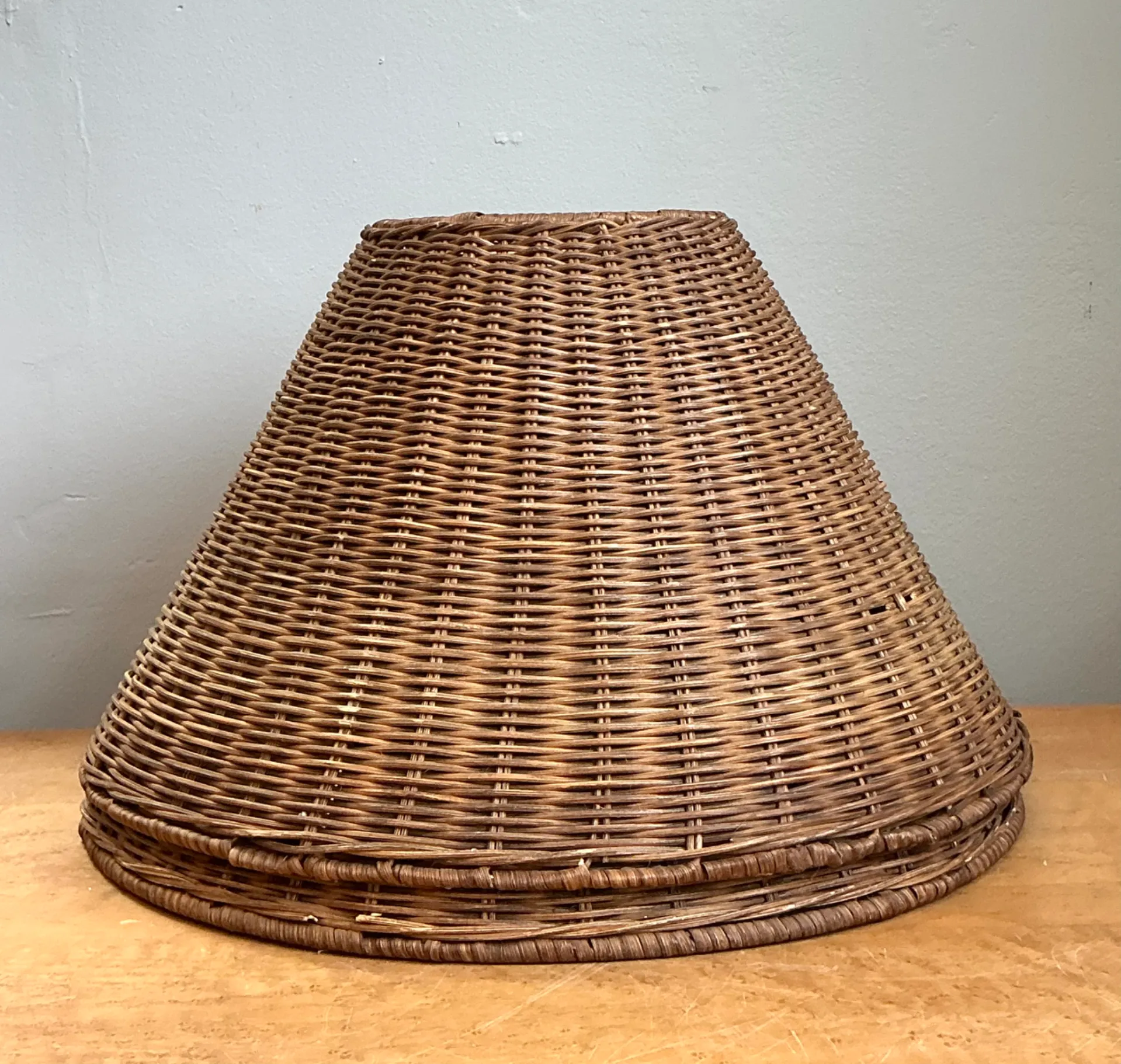 Vintage Woven Rattan Lamp Shades - Pair — additional photo 2