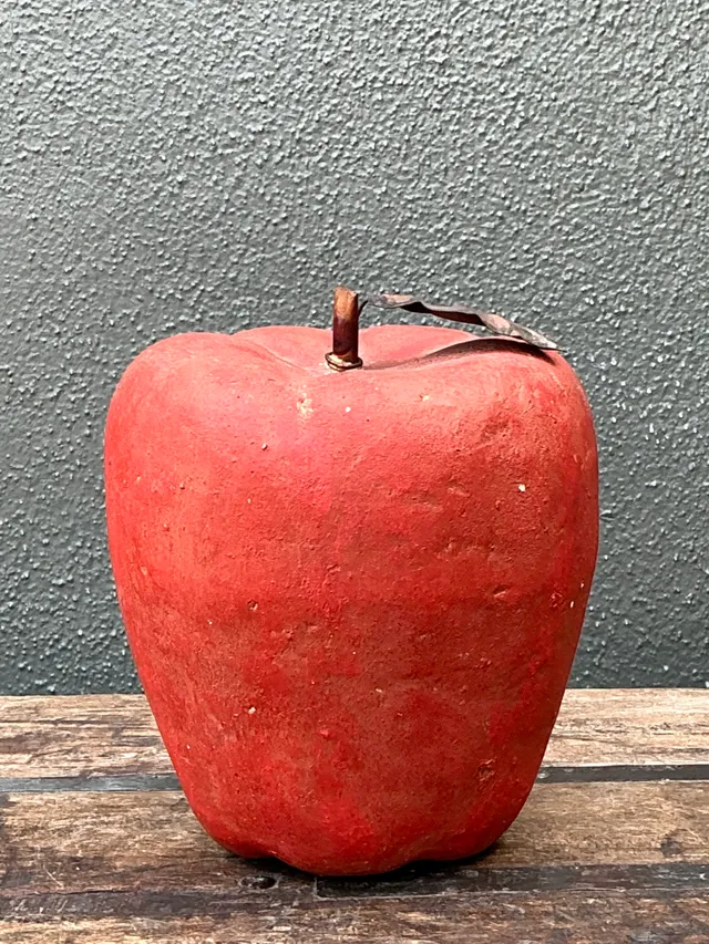 Vintage Monumental Red Painted Plaster Apple — additional photo 4