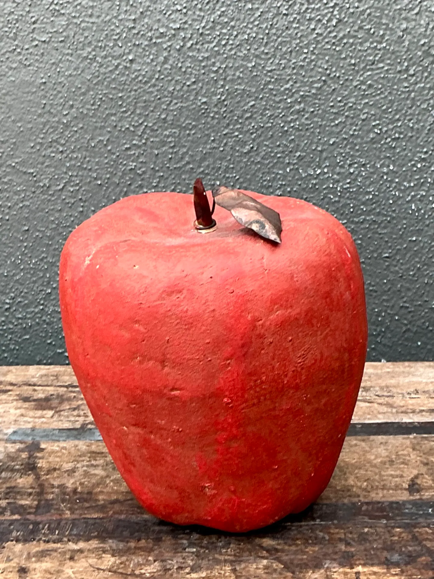 Vintage Monumental Red Painted Plaster Apple — additional photo 6