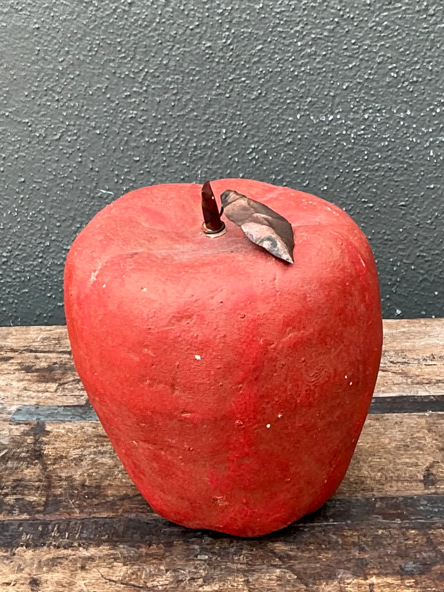 Vintage Monumental Red Painted Plaster Apple — additional photo 7