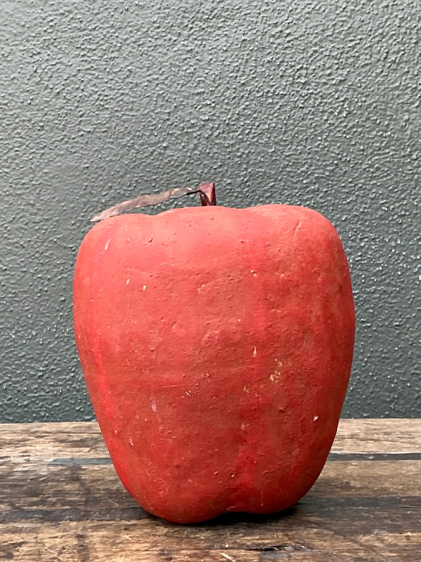 Vintage Monumental Red Painted Plaster Apple — additional photo 1