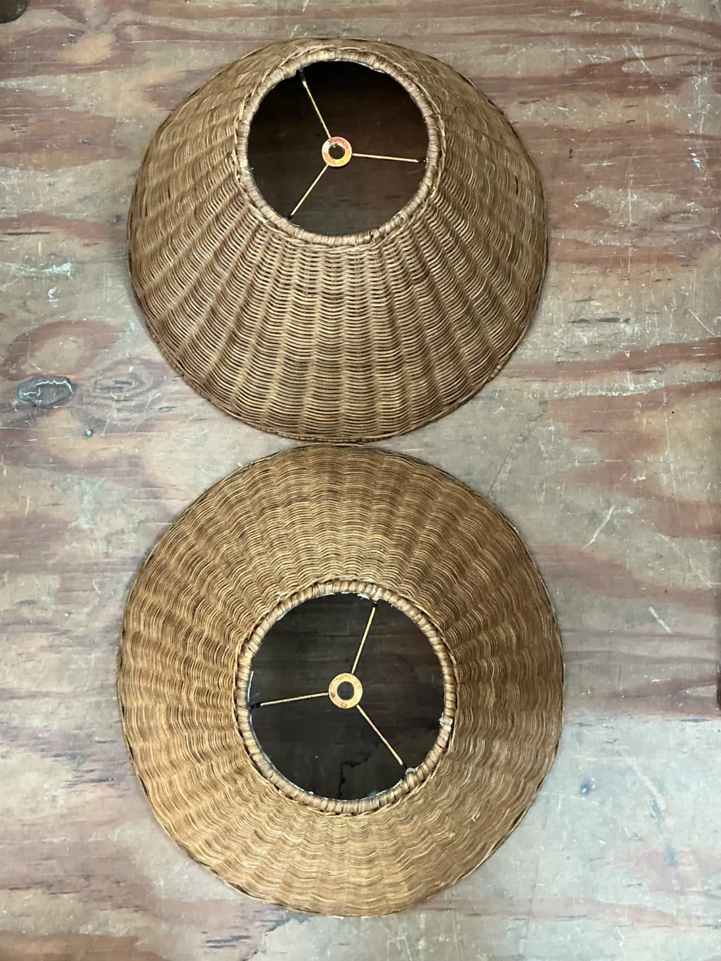 Vintage Woven Rattan Lamp Shades - Pair — additional photo 4