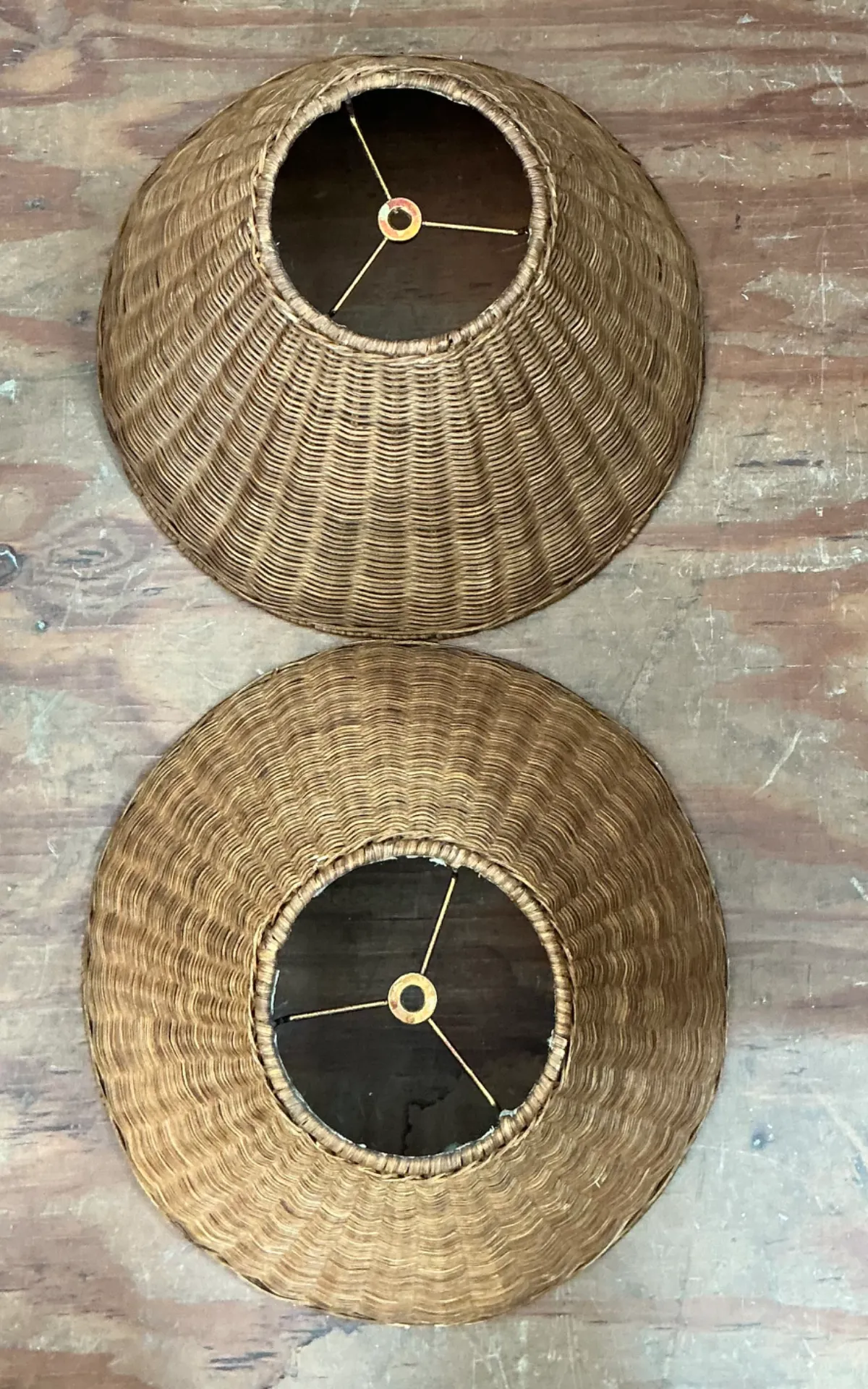 Vintage Woven Rattan Lamp Shades - Pair — additional photo 4