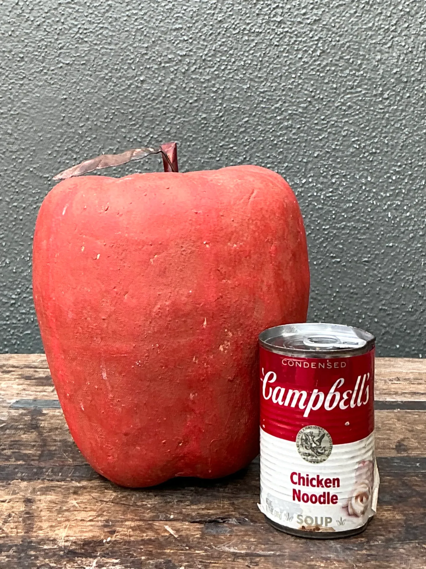 Vintage Monumental Red Painted Plaster Apple — additional photo 5