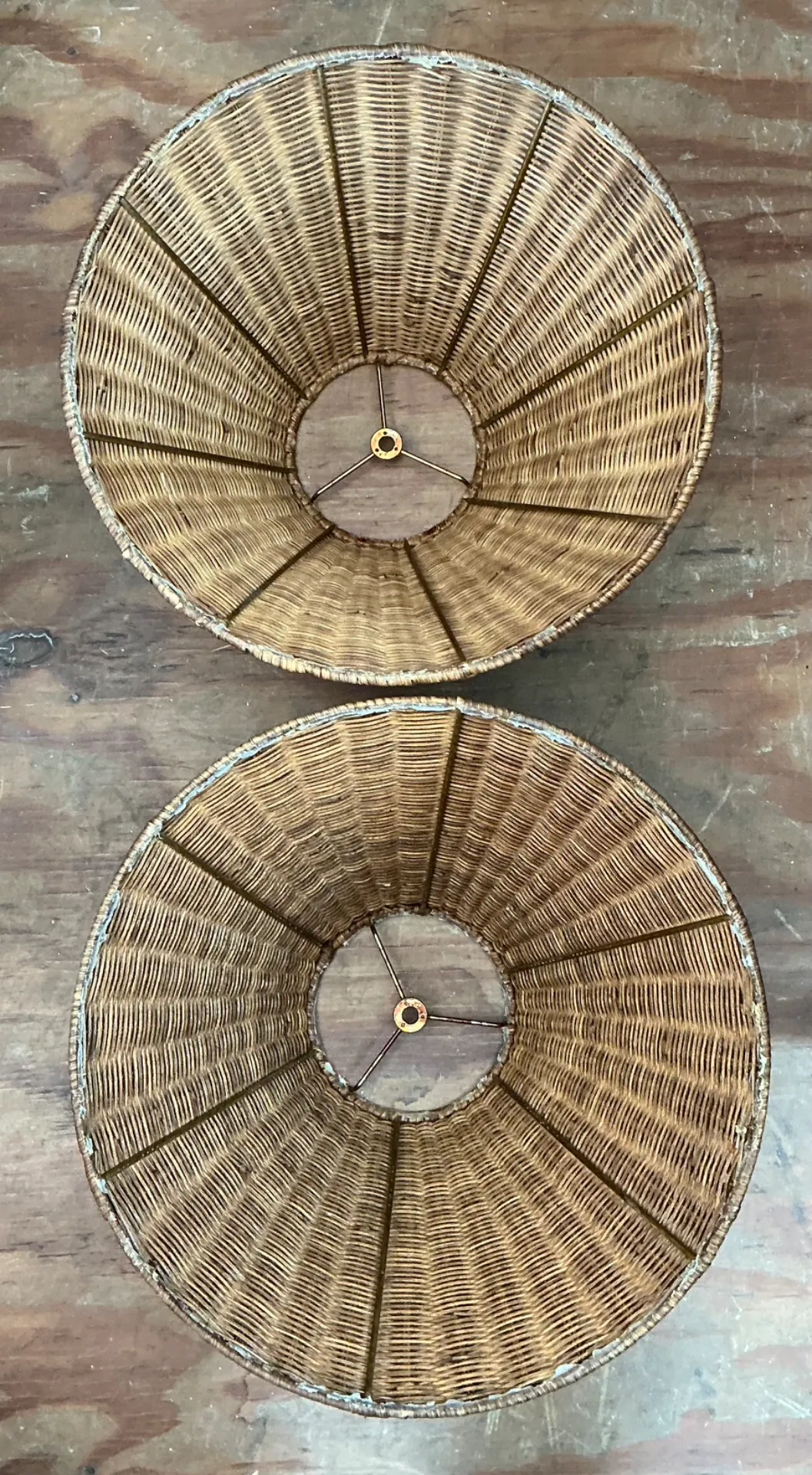 Vintage Woven Rattan Lamp Shades - Pair — additional photo 3