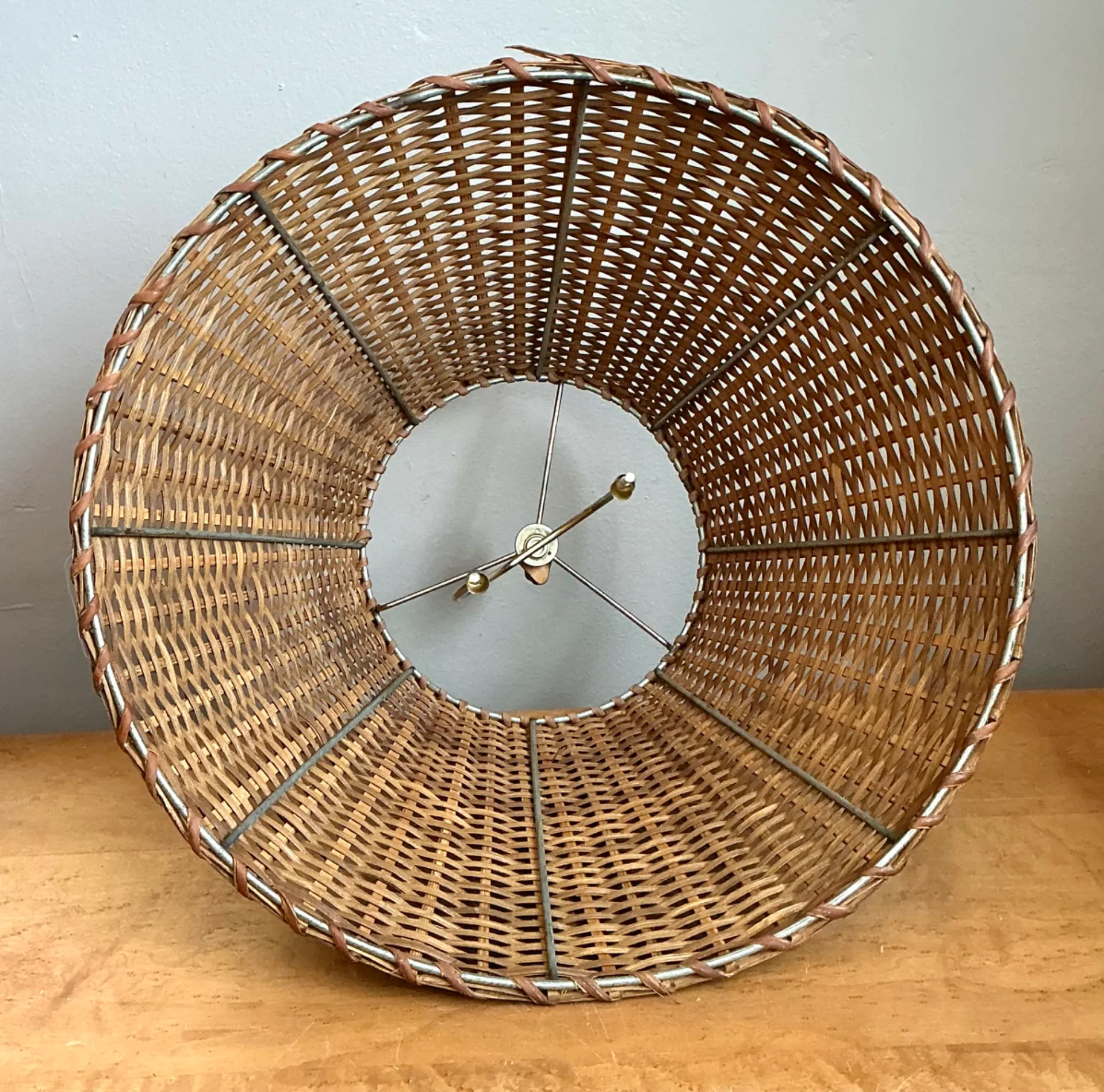 Vintage Woven Rattan Lamp Shade — additional photo 6