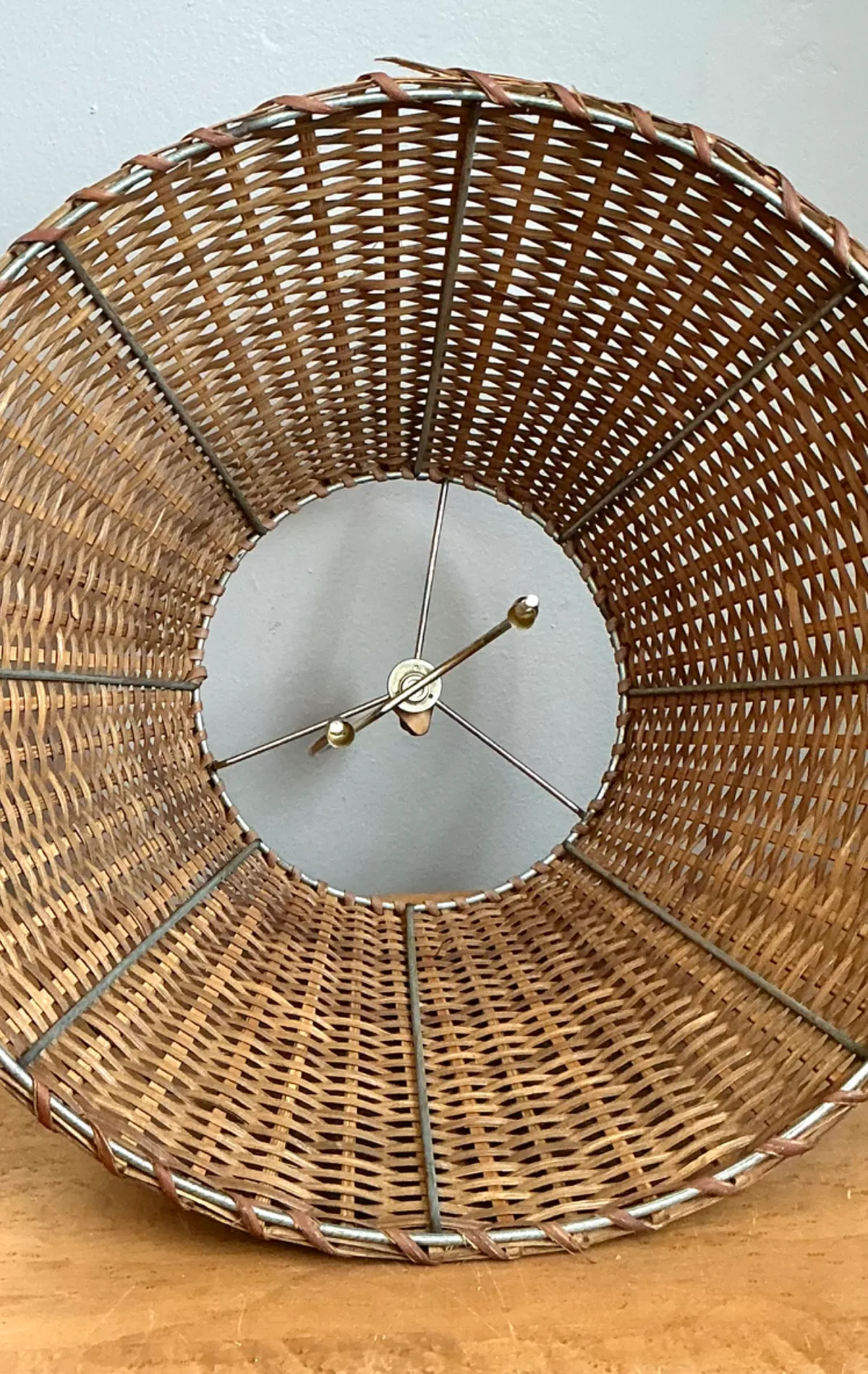 Vintage Woven Rattan Lamp Shade — additional photo 6