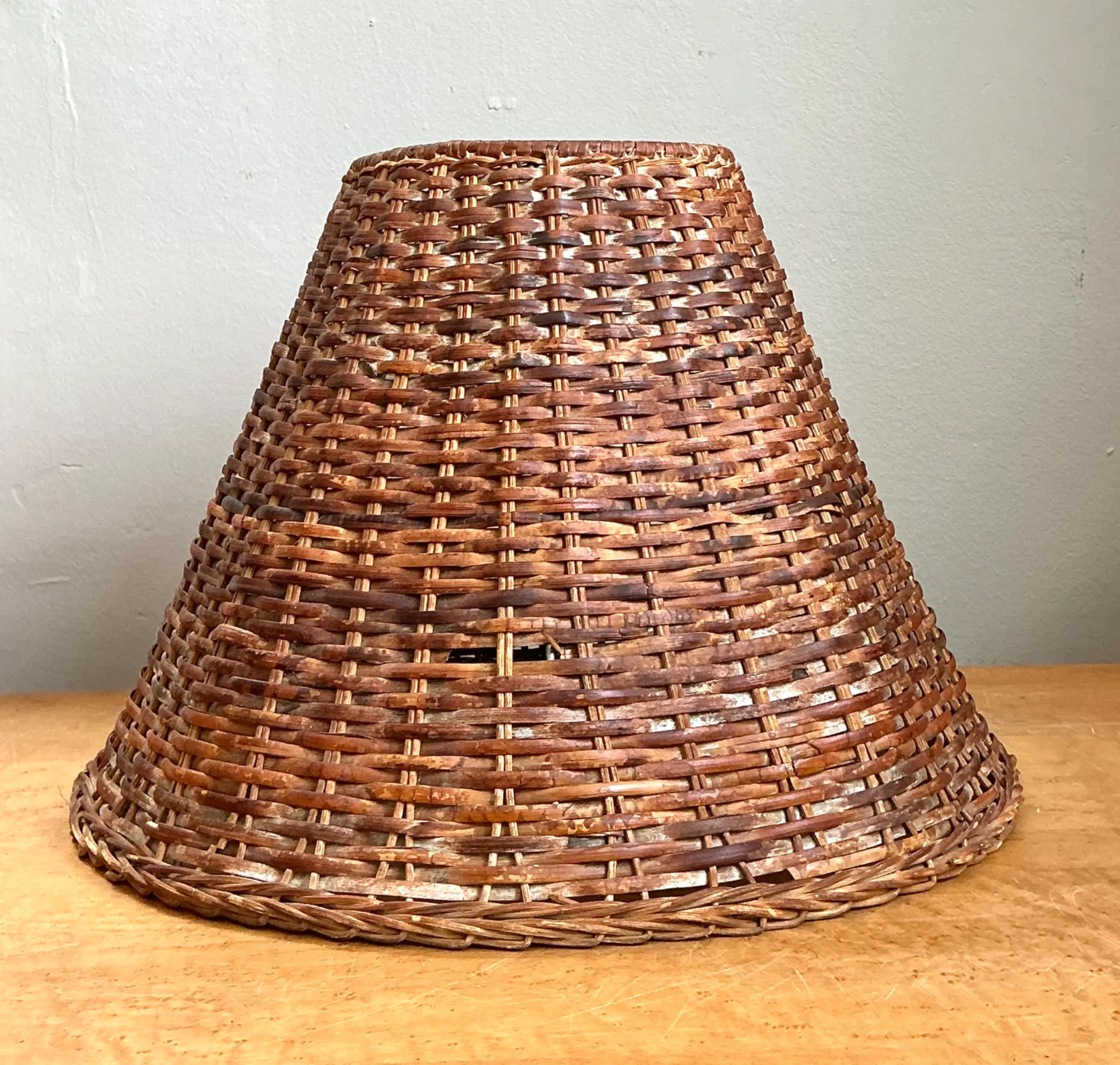 Vintage Woven Rattan Lamp Shade — additional photo 2
