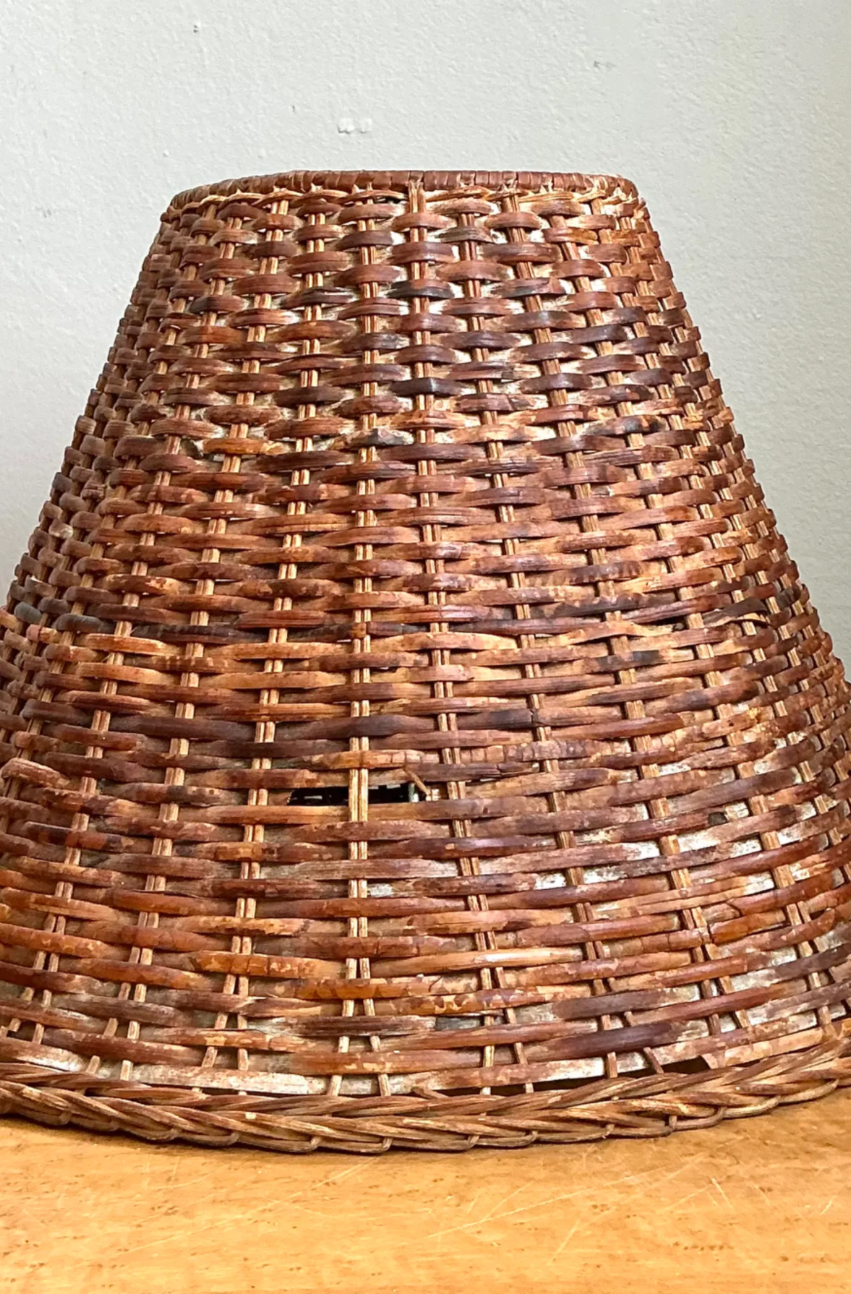 Vintage Woven Rattan Lamp Shade — additional photo 2