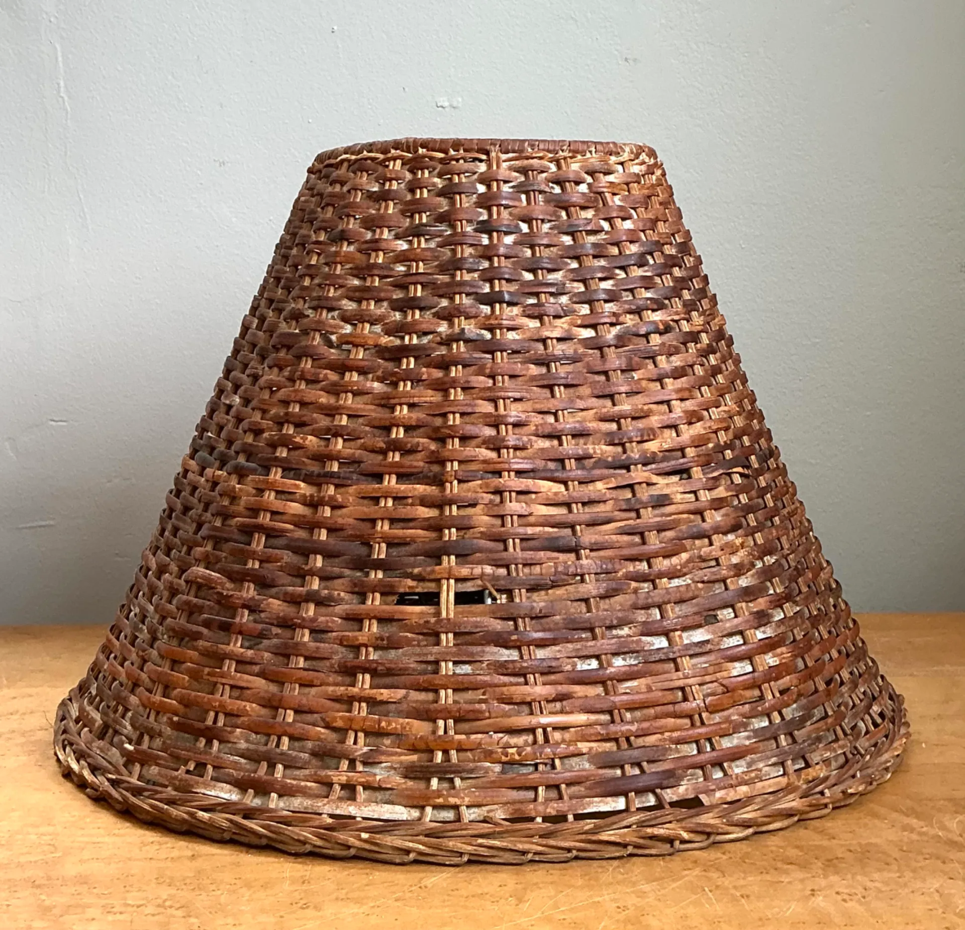 Vintage Woven Rattan Lamp Shade — additional photo 4