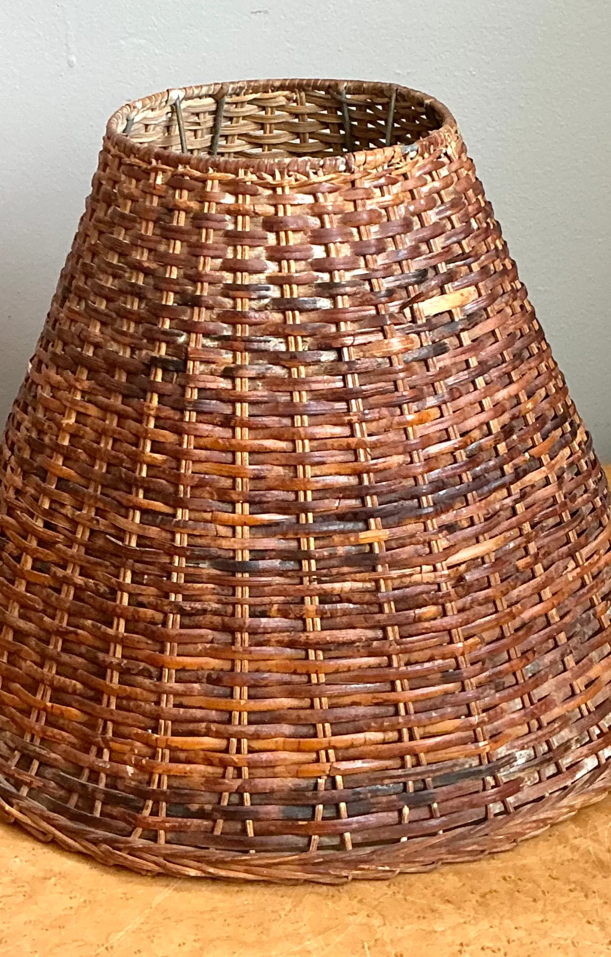Vintage Woven Rattan Lamp Shade — additional photo 5