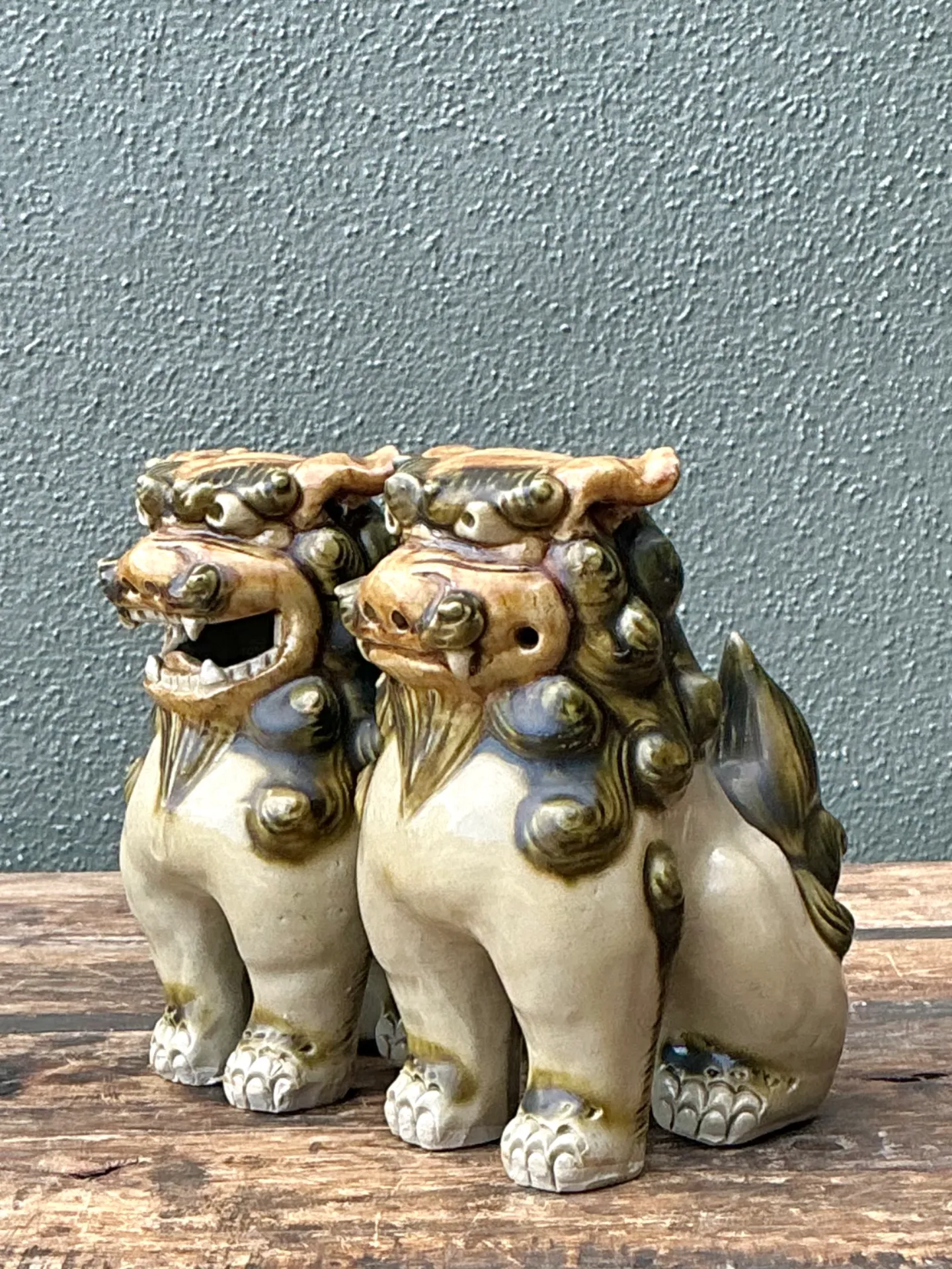 Vintage Ceramic Foo Dog Statues - Pair — additional photo 7