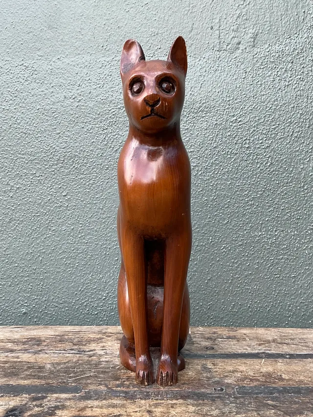 Vintage Carved Wood Cat — additional photo 5